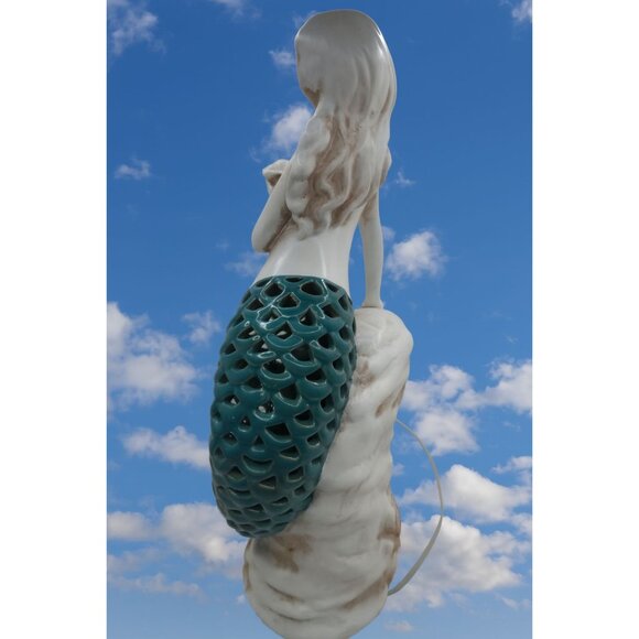 Mermaid Table Accent Lamp Nightlight With Cutout Tail Design 14" - Picture 3 of 5